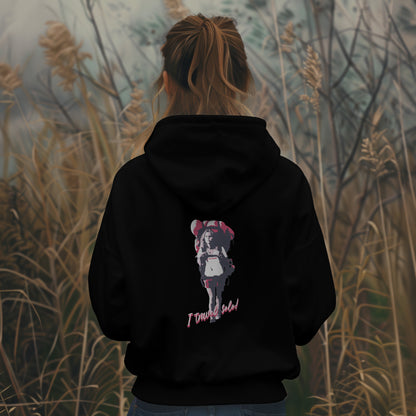 Black 'Solo Backpacker' Women Hoodie by SillyExplorer Back View