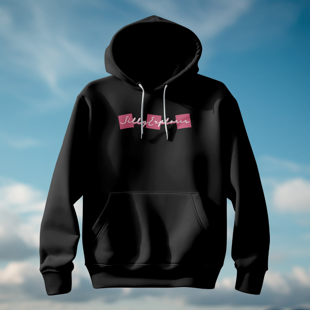 Black 'Solo Backpacker' Women Hoodie by SillyExplorer 2nd Front View