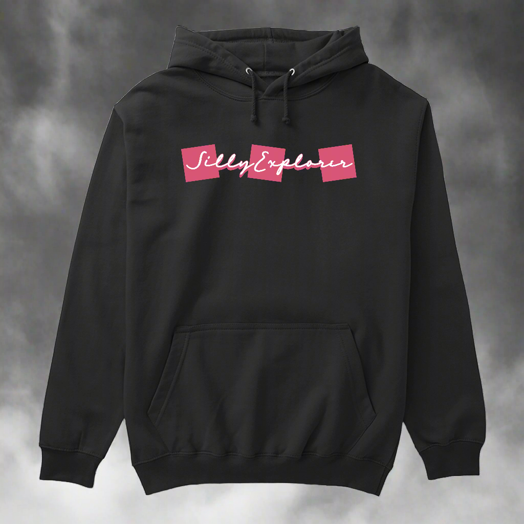 Black 'Solo Backpacker' Women Hoodie by SillyExplorer 2nd Front View