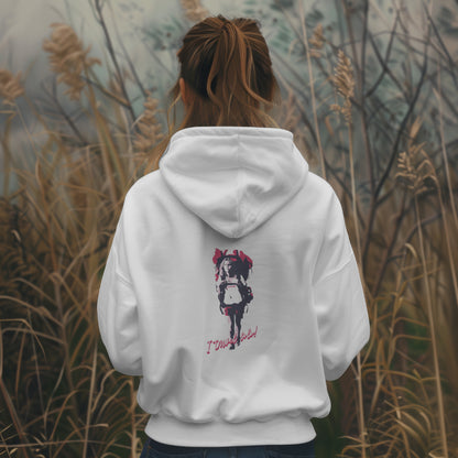 White 'Solo Backpacker' Women Hoodie by SillyExplorer Back View