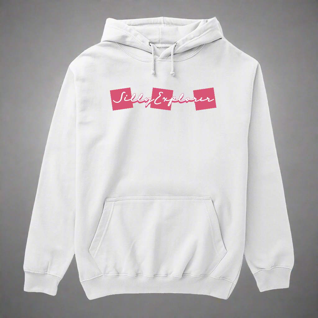 White 'Solo Backpacker' Women Hoodie by SillyExplorer 3rd Front View