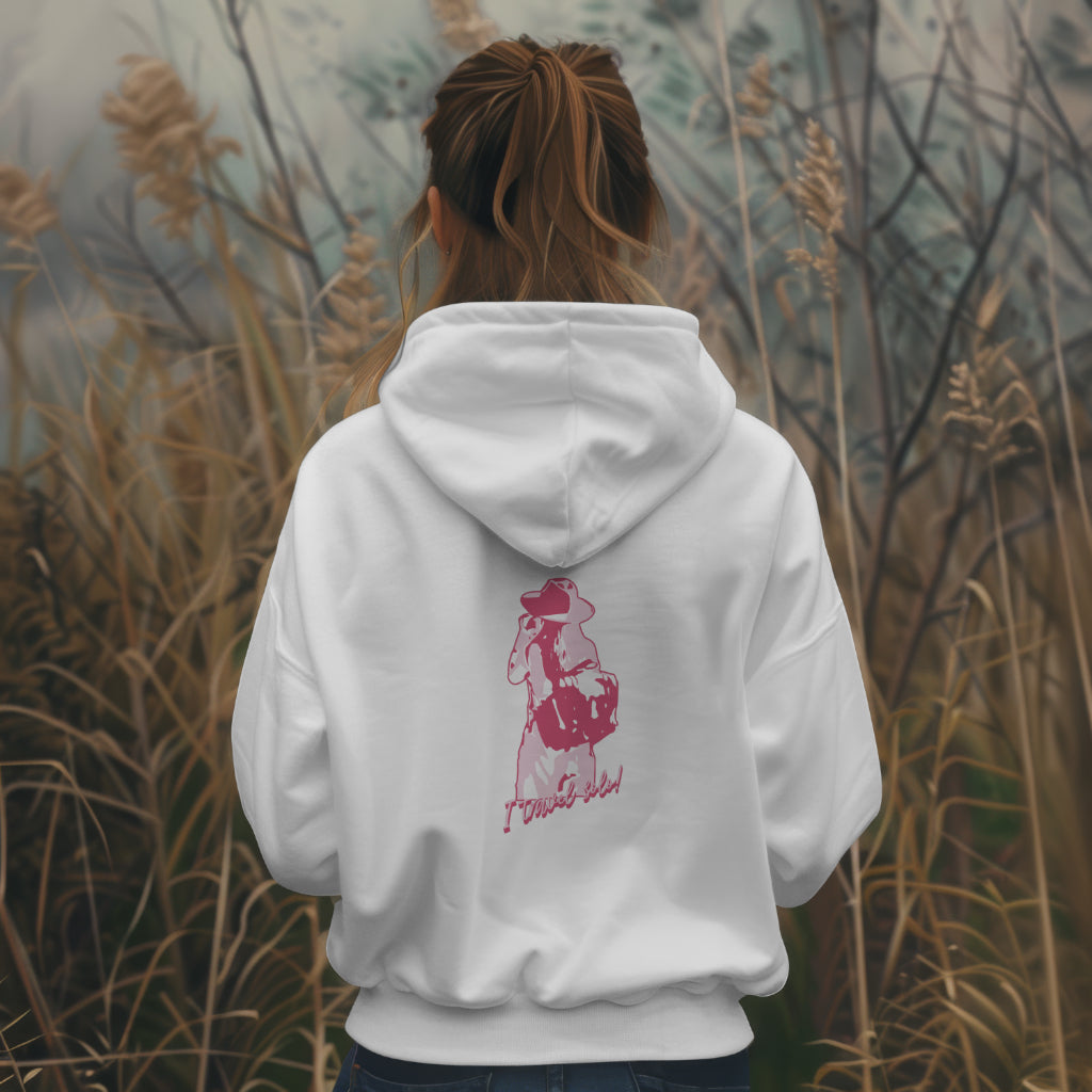 White 'Solo Traveller' Women Hoodie by SillyExplorer Back View