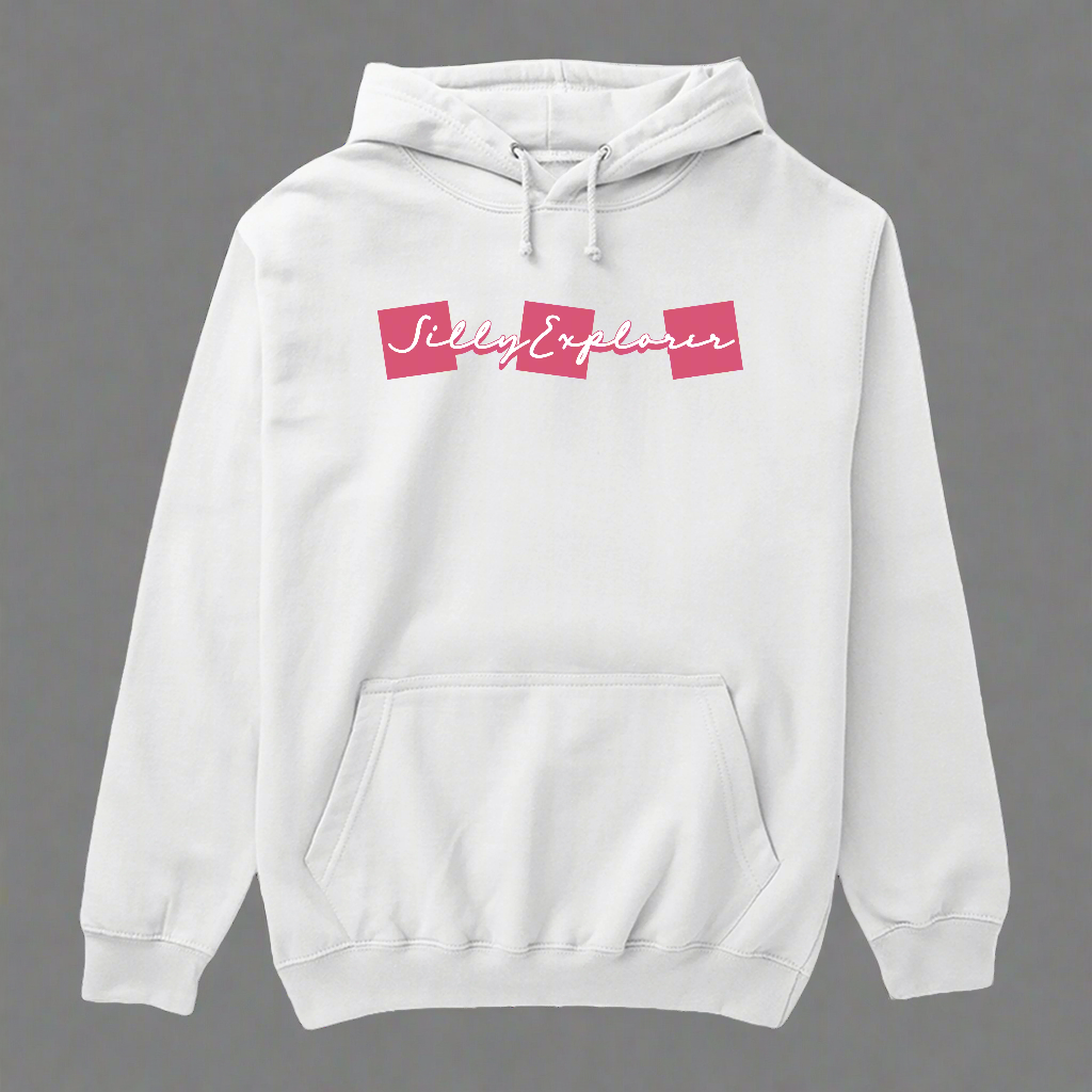 White 'Solo Traveller' Women Hoodie by SillyExplorer 3rd Front View