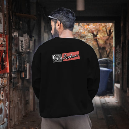 ‘Ride Along’ Men Black Sweatshirt by SillyExplorer Back View