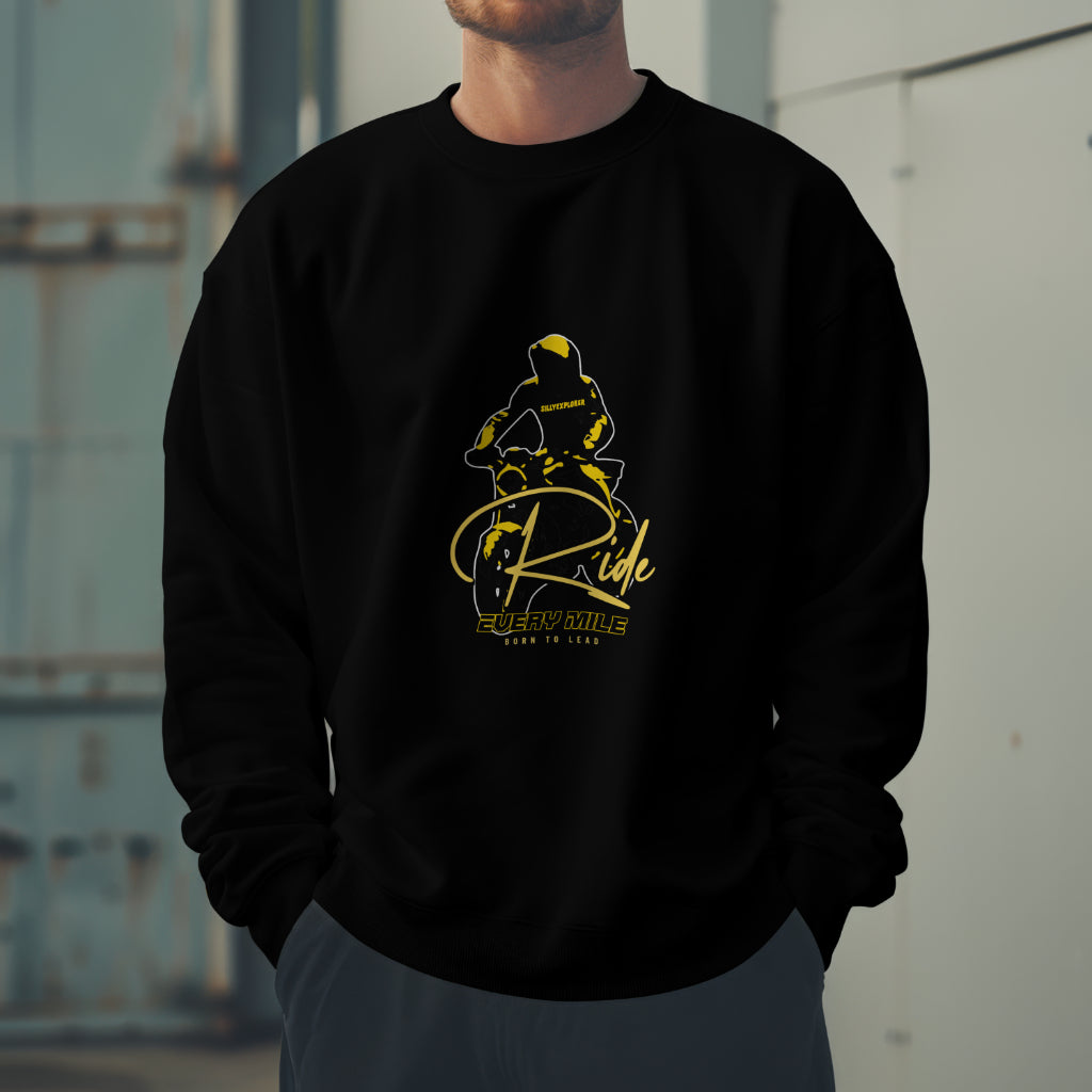 ‘Born Rider’ Men Black Sweatshirt by SillyExplorer 3rd Front View