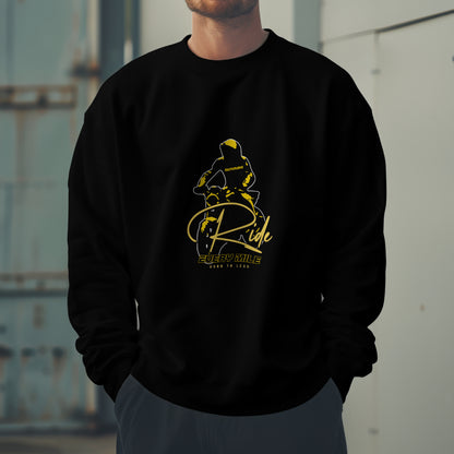 ‘Born Rider’ Men Black Sweatshirt by SillyExplorer 3rd Front View