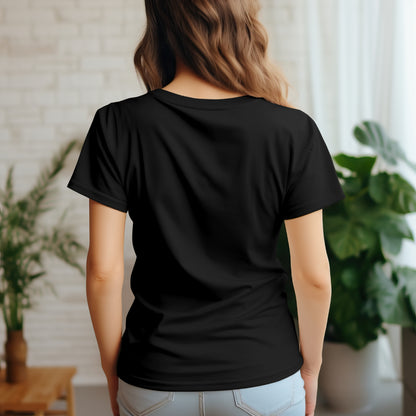 'Solo Backpacker’ Women Black T-Shirt by SillyExplorer Back View