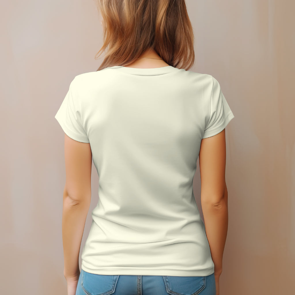 'Solo Backpacker’ Women Off-White T-Shirt by SillyExplorer Back View