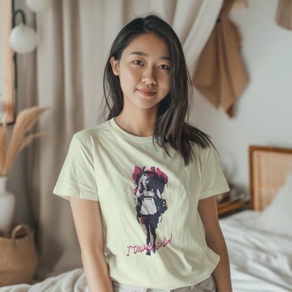 'Solo Backpacker’ Women Off-White T-Shirt by SillyExplorer Front View