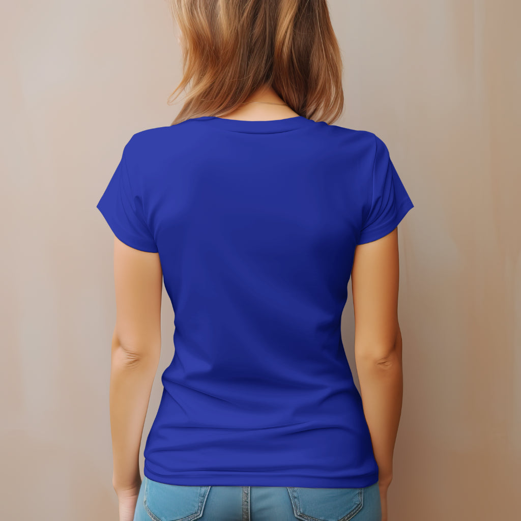 'Solo Backpacker’ Women Royal Blue T-Shirt by SillyExplorer Back View