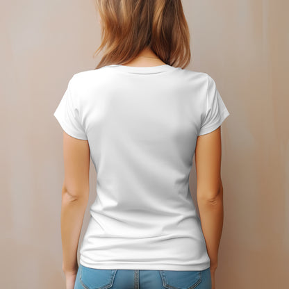 'Solo Backpacker’ Women White T-Shirt by SillyExplorer Back View