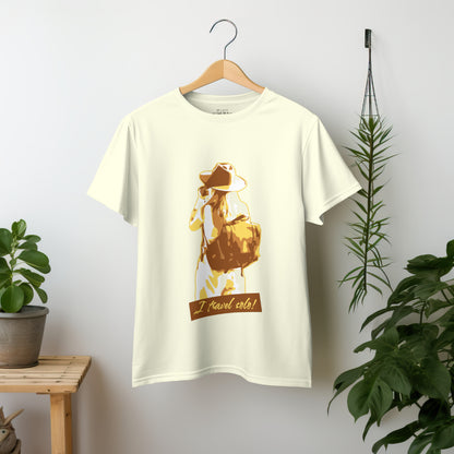 'Solo Traveller’ Women Off-White T-Shirt by SillyExplorer 2nd Front View