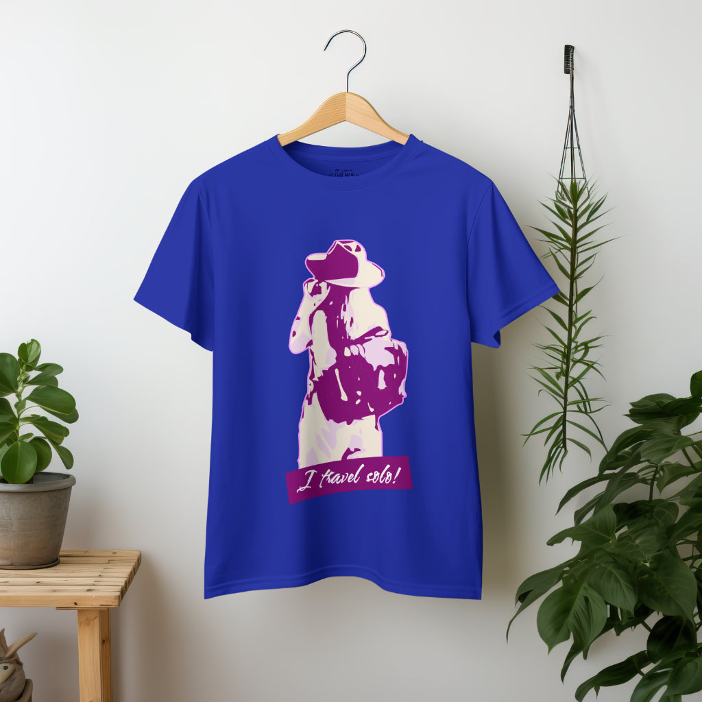 'Solo Traveller’ Women Royal Blue T-Shirt by SillyExplorer 2nd Front View