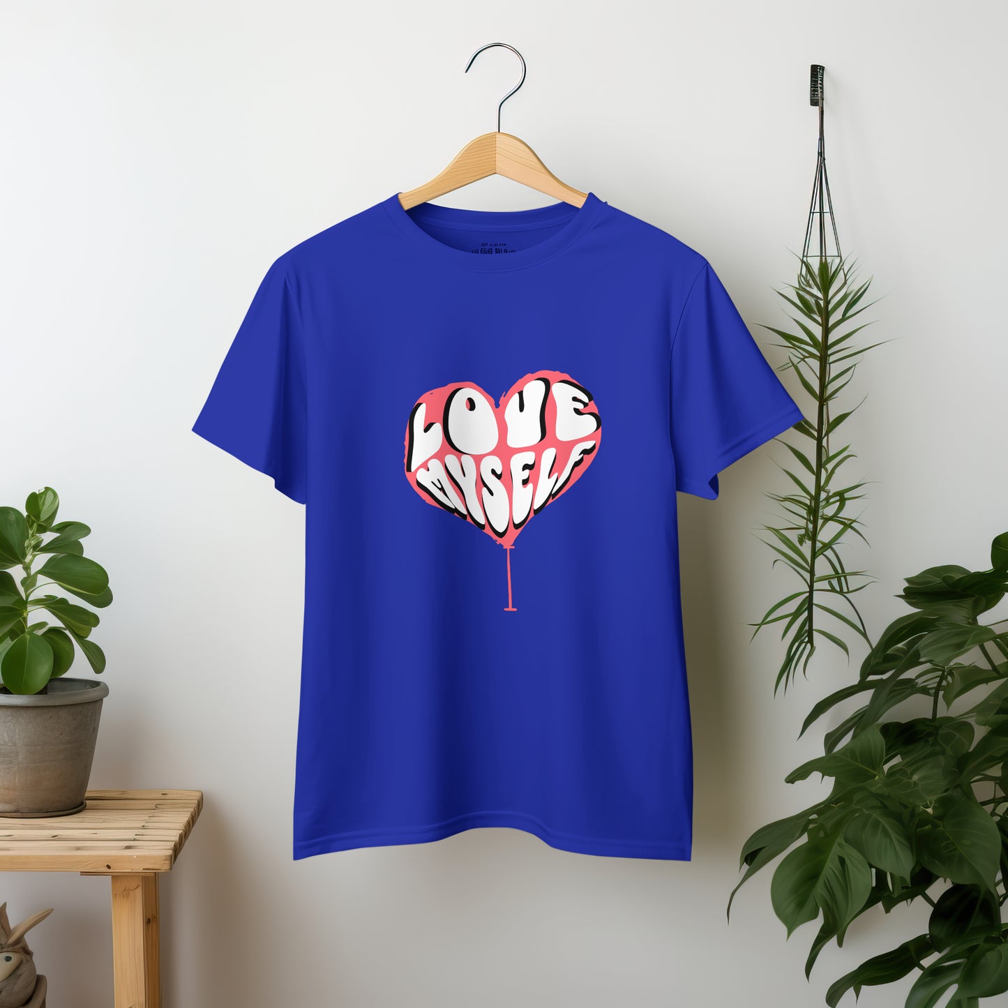 ‘I Love Myself’ Women Royal-Blue T-Shirt Valentine Special by SillyExplorer 2nd Front View