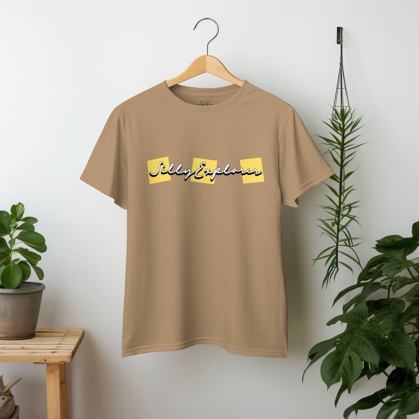 ‘Lovely Hugs’ Women Beige T-Shirt Valentine Special by SillyExplorer 2nd Front View