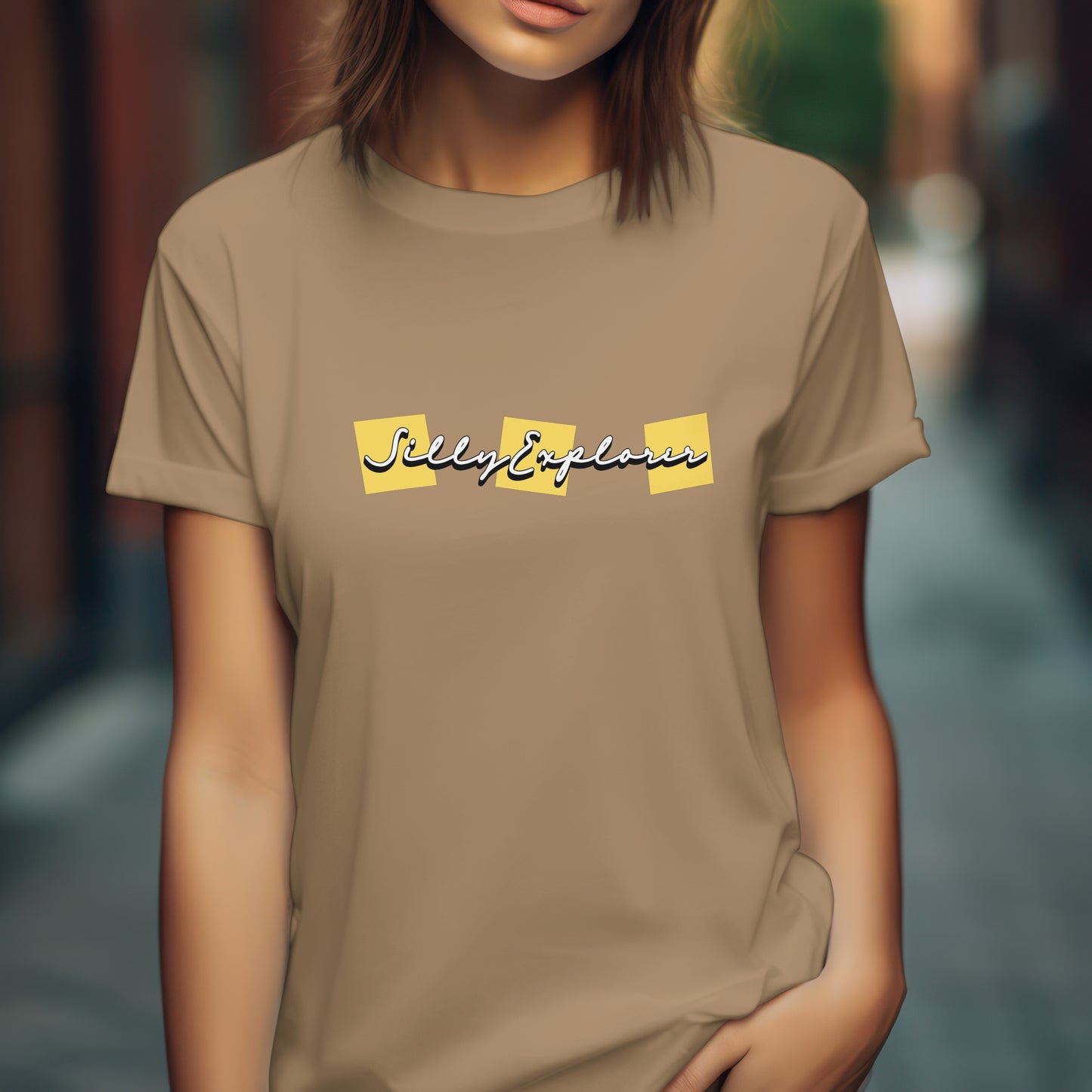 ‘Lovely Hugs’ Women Beige T-Shirt Valentine Special by SillyExplorer 3rd Front View