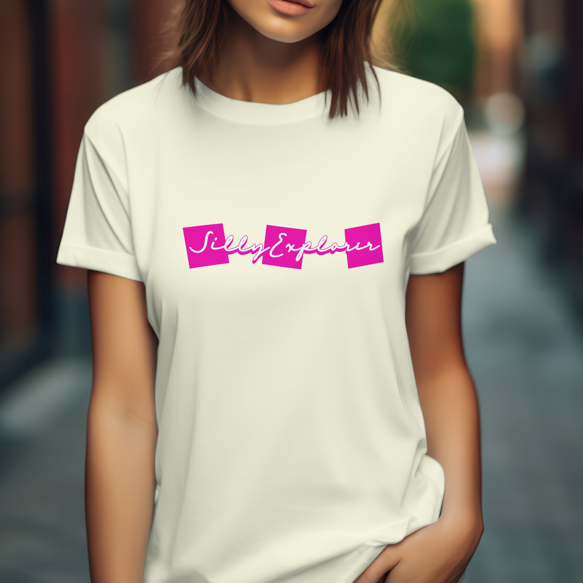 ‘Lovely Hugs’ Women Off-White T-Shirt Valentine Special by SillyExplorer 3rd Front View