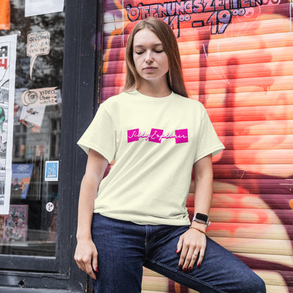 ‘Lovely Hugs’ Women Off-White T-Shirt Valentine Special by SillyExplorer Front View