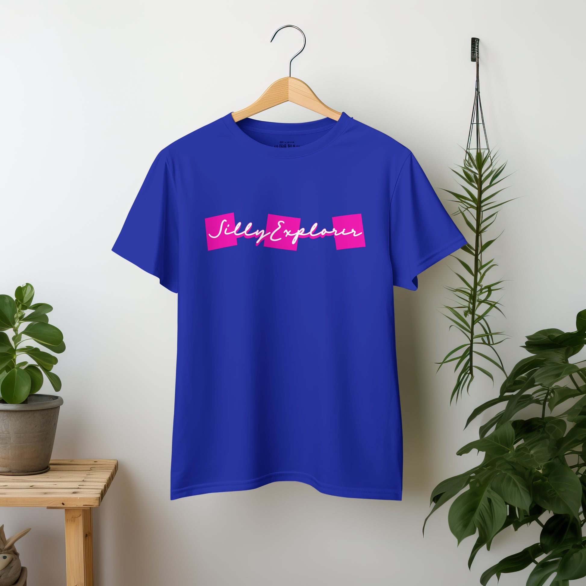 ‘Lovely Hugs’ Women Royal Blue T-Shirt Valentine Special by SillyExplorer 2nd Front View