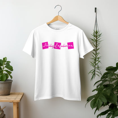 ‘Lovely Hugs’ Women White T-Shirt Valentine Special by SillyExplorer 2nd Front View