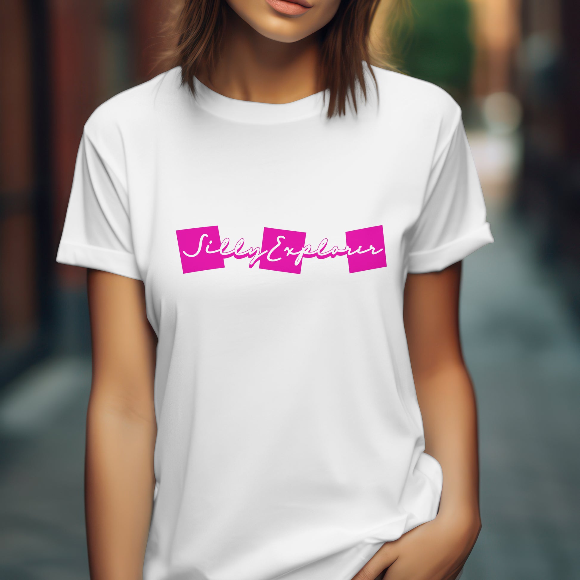 ‘Lovely Hugs’ Women White T-Shirt Valentine Special by SillyExplorer 3rd Front View