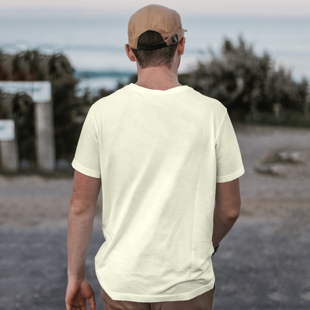 ‘Ride Emotions’ Men Off-White T-Shirt by SillyExplorer Back View