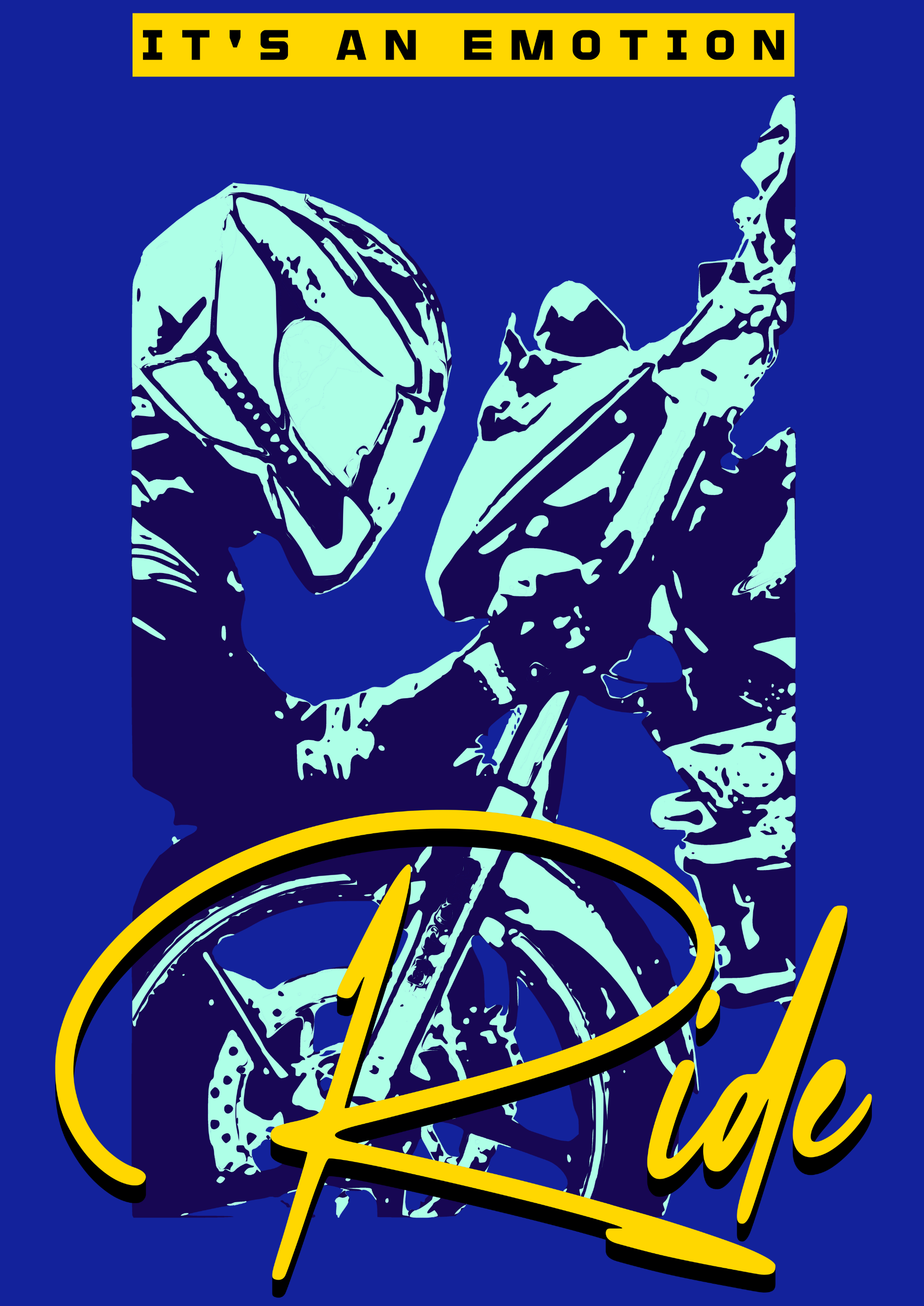 ‘Ride Emotions’ Men Royal Blue T-Shirt by SillyExplorer Design Closeup