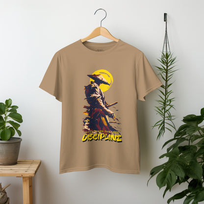 ‘Samurai Discipline’ Men Beige T-Shirt by SillyExplorer 2nd Front View