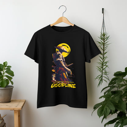 ‘Samurai Discipline’ Men Black T-Shirt by SillyExplorer 2nd Front View