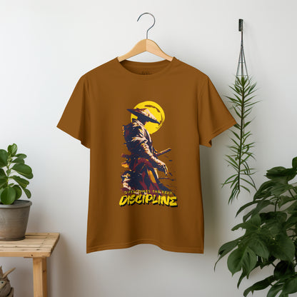 ‘Samurai Discipline’ Men Brown T-Shirt by SillyExplorer 2nd Front View