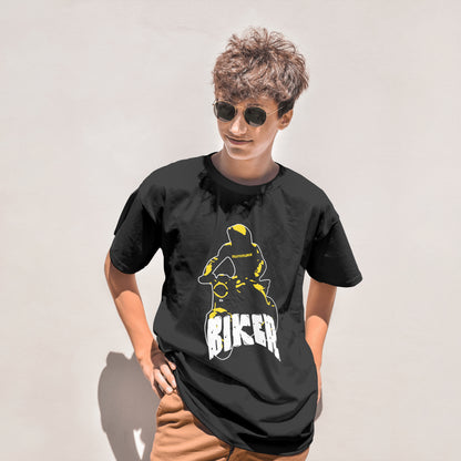 ‘Biker for Life’ Men Black T-Shirt by SillyExplorer Front View