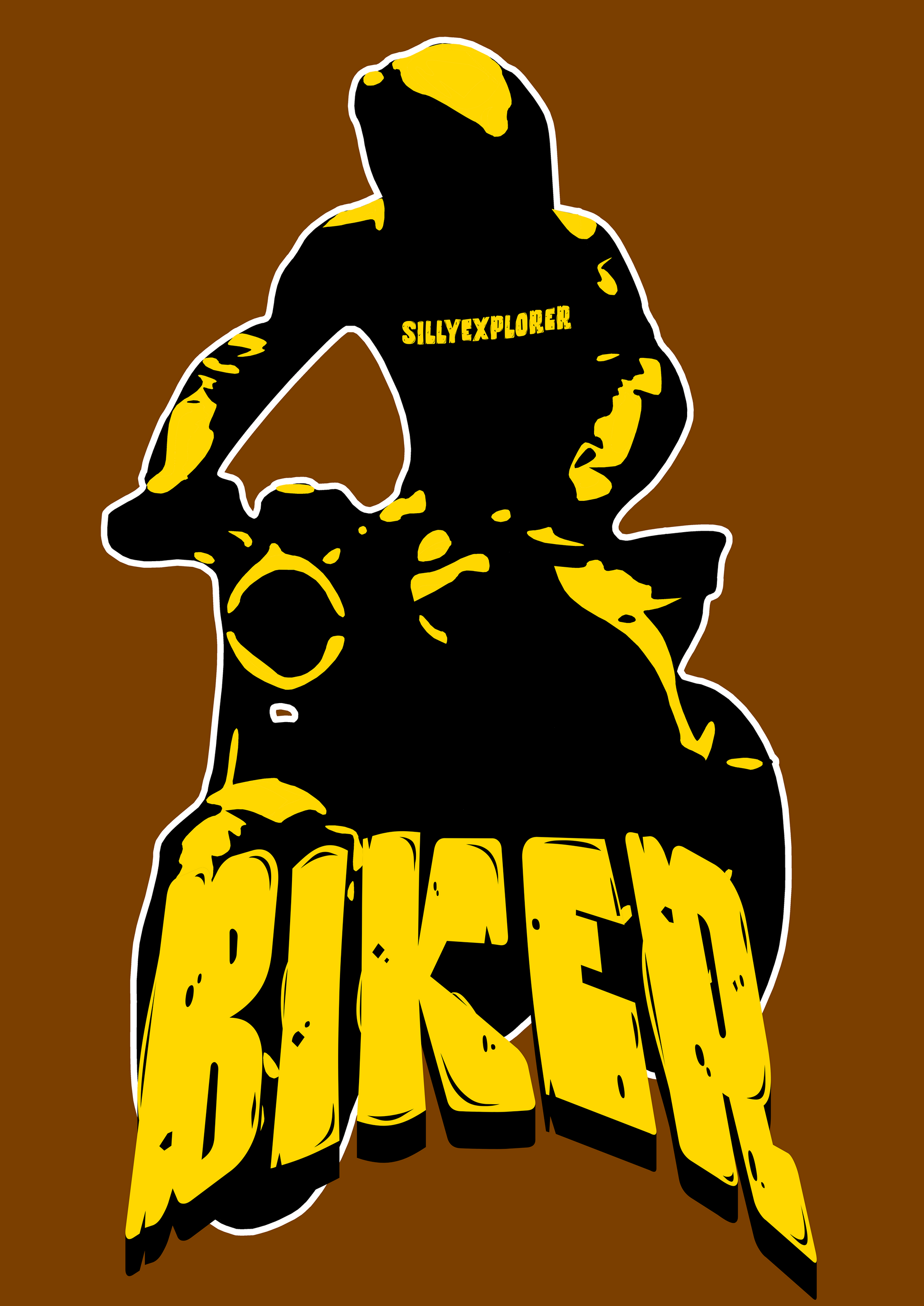 ‘Biker for Life’ Men Brown T-Shirt by SillyExplorer Design Closeup