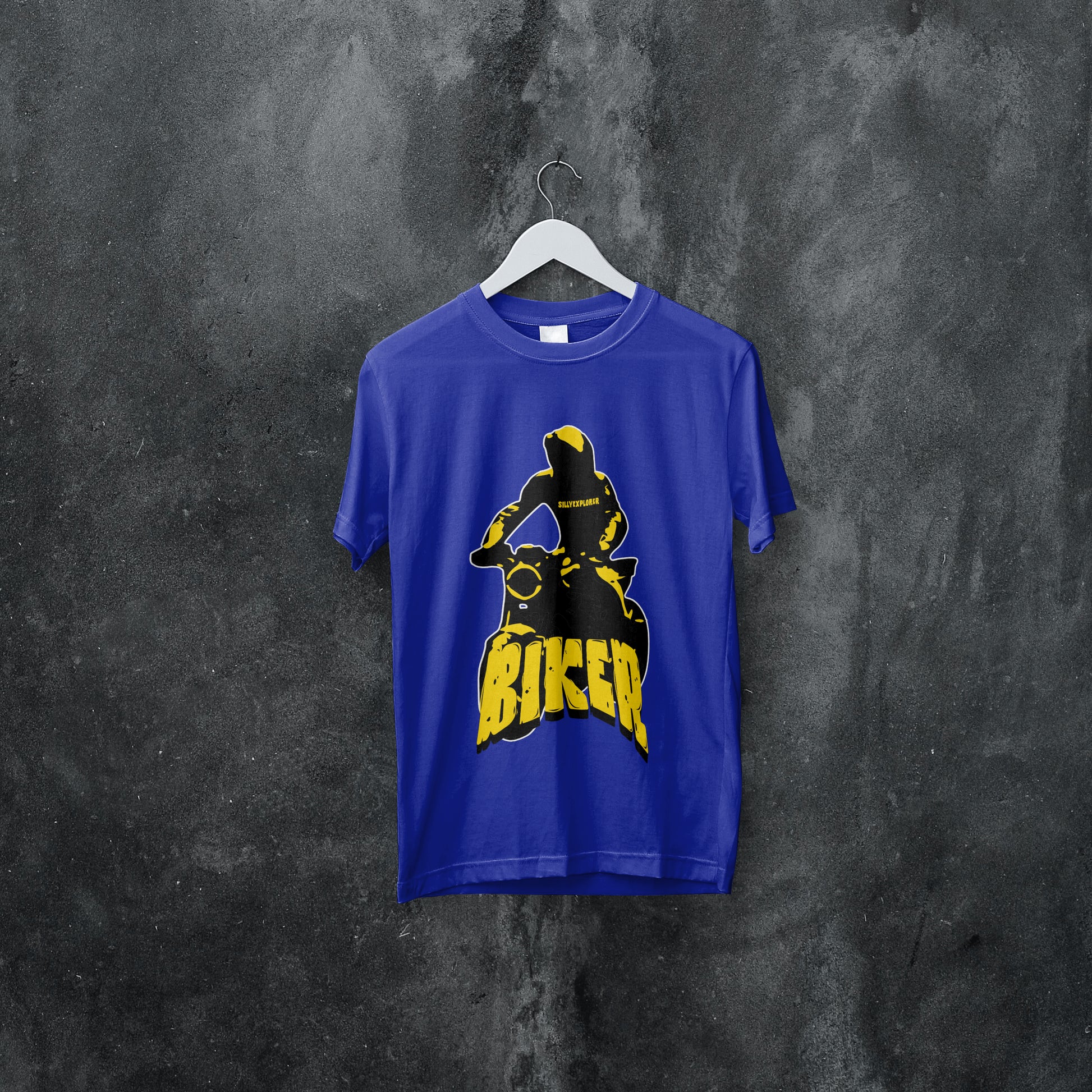 ‘Biker for Life’ Men Royal Blue T-Shirt by SillyExplorer 2nd Front View