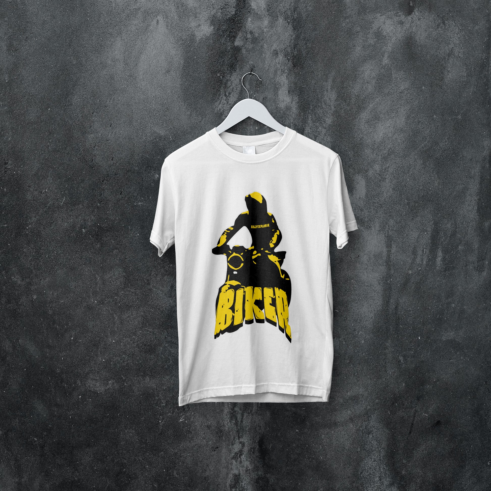 ‘Biker for Life’ Men White T-Shirt by SillyExplorer 2nd Front View