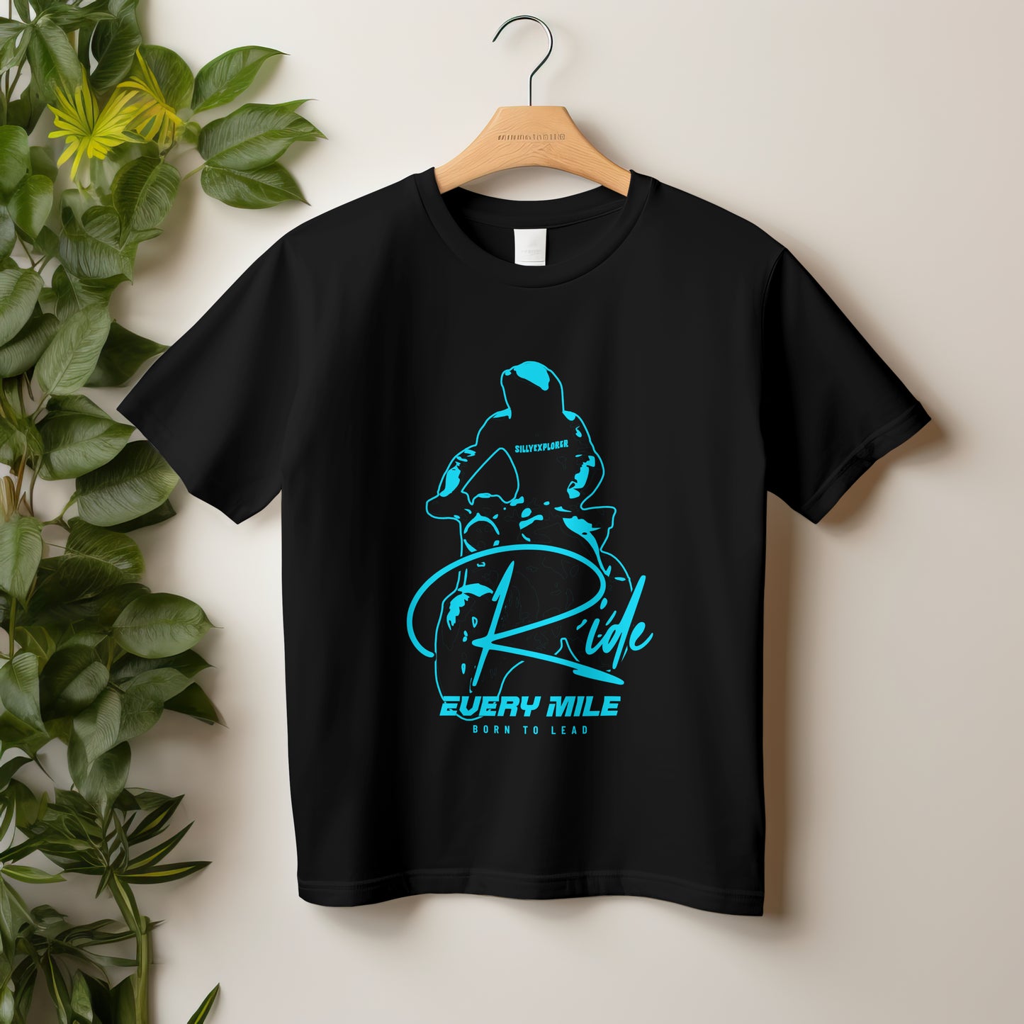 ‘Born Rider’ Men Black T-Shirt by SillyExplorer 2nd Front View