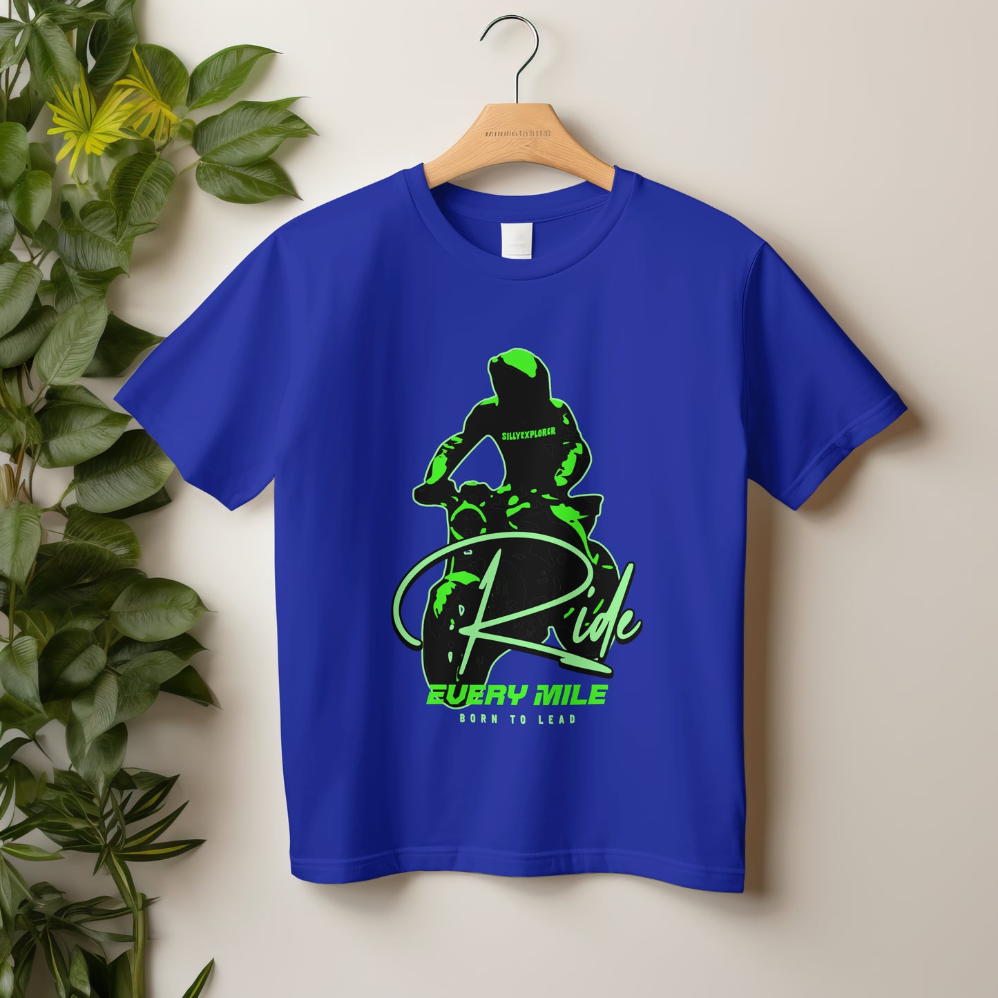 ‘Born Rider’ Men Royal Blue T-Shirt by SillyExplorer 2nd Front View