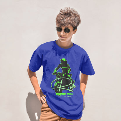 ‘Born Rider’ Men Royal Blue T-Shirt by SillyExplorer Front View