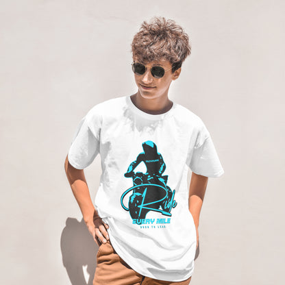 ‘Born Rider’ Men White T-Shirt by SillyExplorer Front View