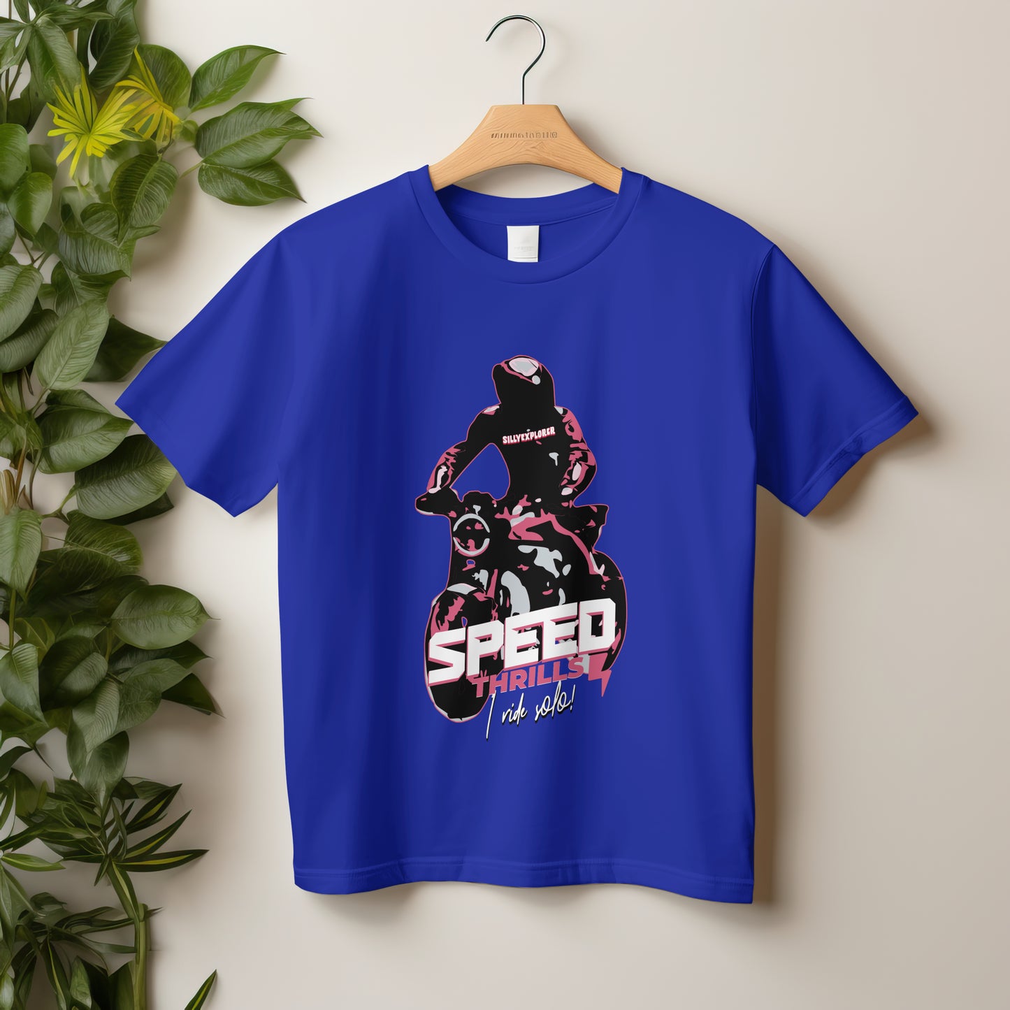 ‘Speed Thrills’ Men Royal Blue T-Shirt by SillyExplorer 2nd Front View