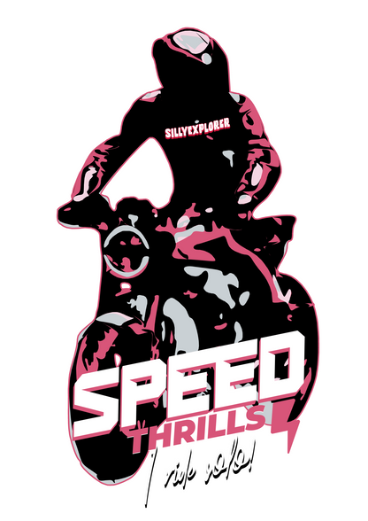 ‘Speed Thrills’ Men White T-Shirt by SillyExplorer Design Closeup