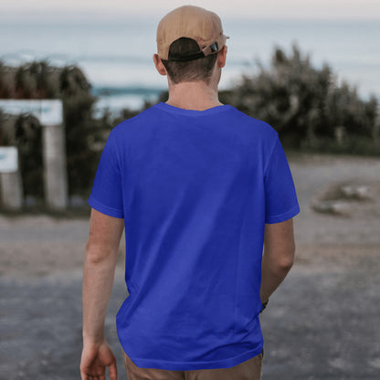 ‘Samurai Courage’ Men Royal Blue T-Shirt by SillyExplorer Back View