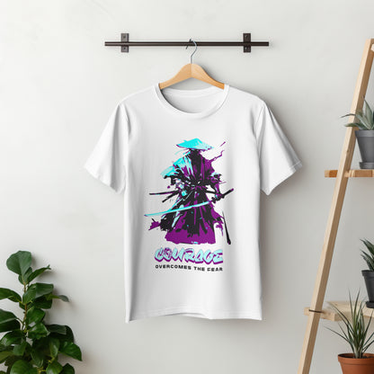 ‘Samurai Courage’ Men White T-Shirt by SillyExplorer 2nd Front View