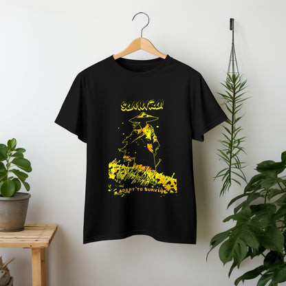 ‘Samurai Survival’ Men Black T-Shirt by SillyExplorer 2nd Front View