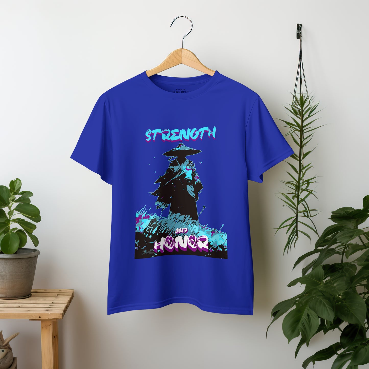 ‘Samurai Strength’ Men Royal Blue T-Shirt by SillyExplorer 2nd Front View